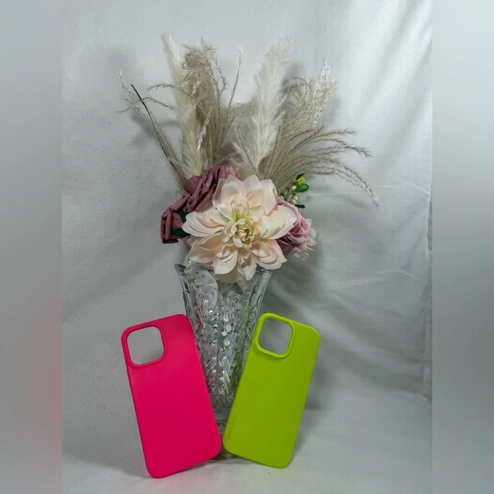 Neon Pink and Green iPhone 14 Pro Max Phone Cases